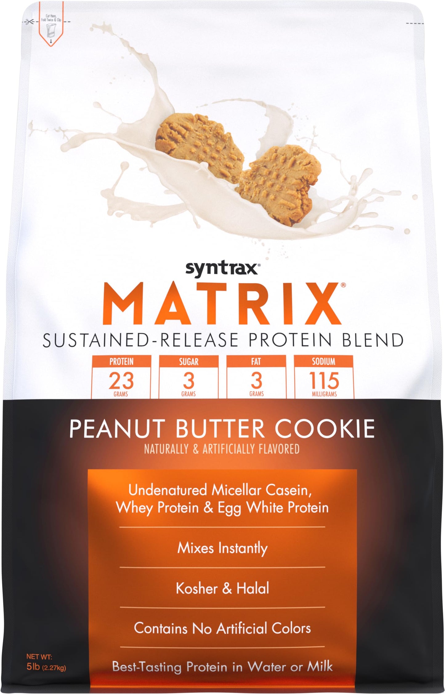 Syntrax Nutrition Matrix Protein Powder, Sustained-Release Protein Blend, Real Cookie Pieces, Peanut Butter Cookie, 5 lbs
