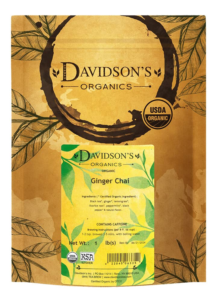 Davidsons Organics, Ginger Chai, Loose Leaf Tea, 16-Ounce Bag