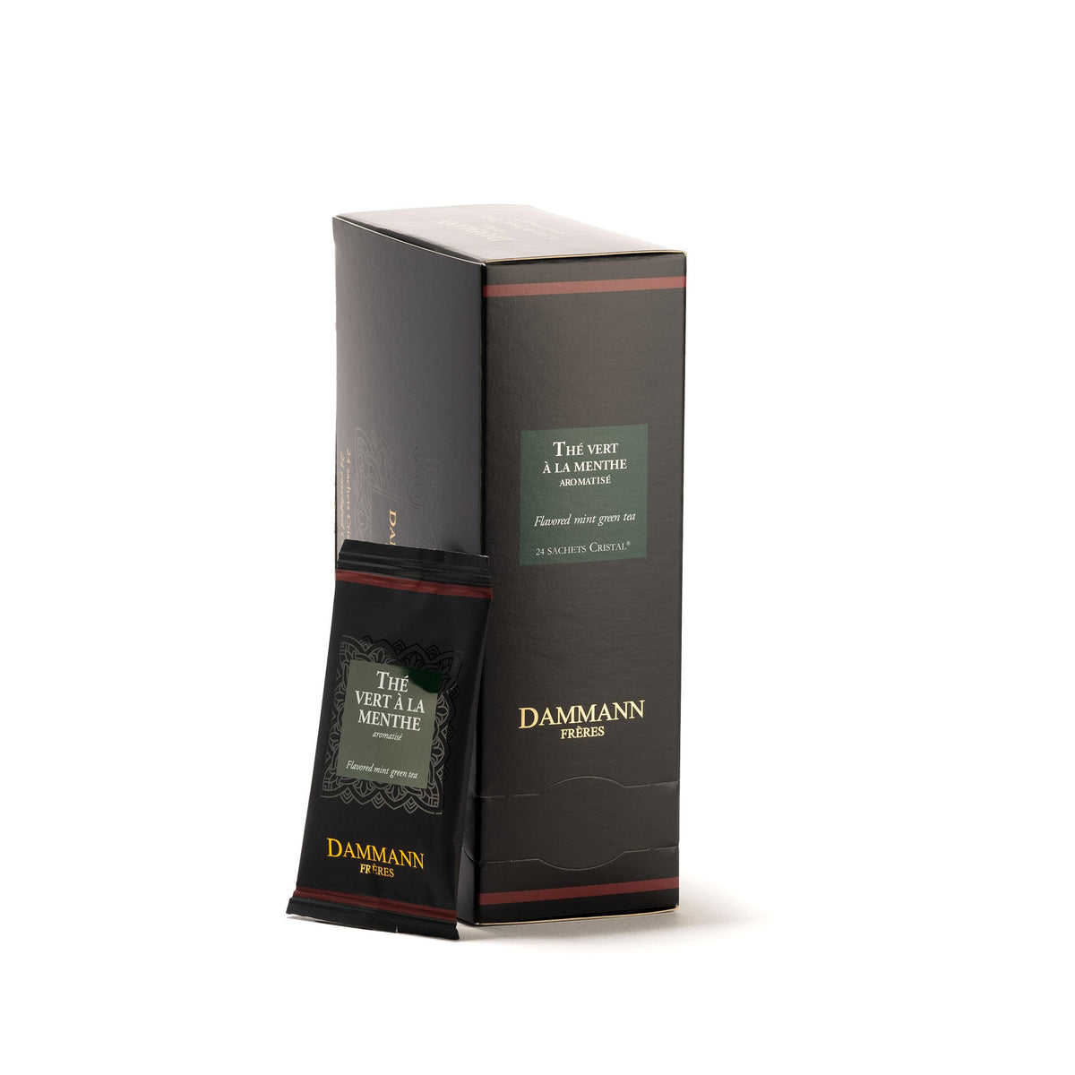 Dammann Freres Satchets, Green Mint Tea Bags, Premium Gourmet French Green Tea, Blend Spearmint, Peppermint Flavors, Individuall
