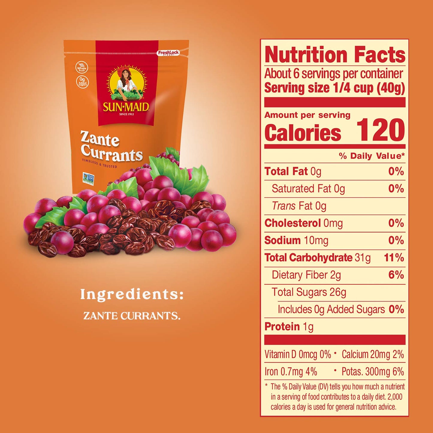Sun-Maid California Zante Currants Snack | 8 Ounce Bags | Pack Of 1 | Whole Natural Dried Fruit | No Artificial Flavors | Non-Gmo | Vegan And Vegetarian Friendly