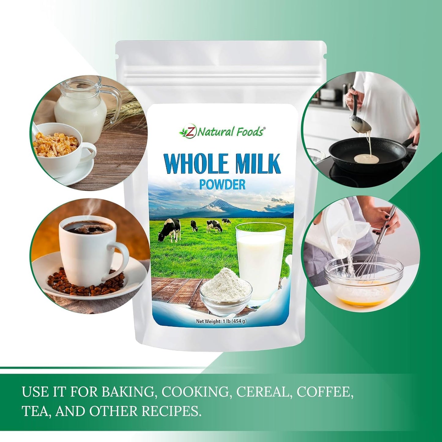 Z Natural Foods Whole Milk Powder - Non-GMO, Gluten-Free, 32 oz, White