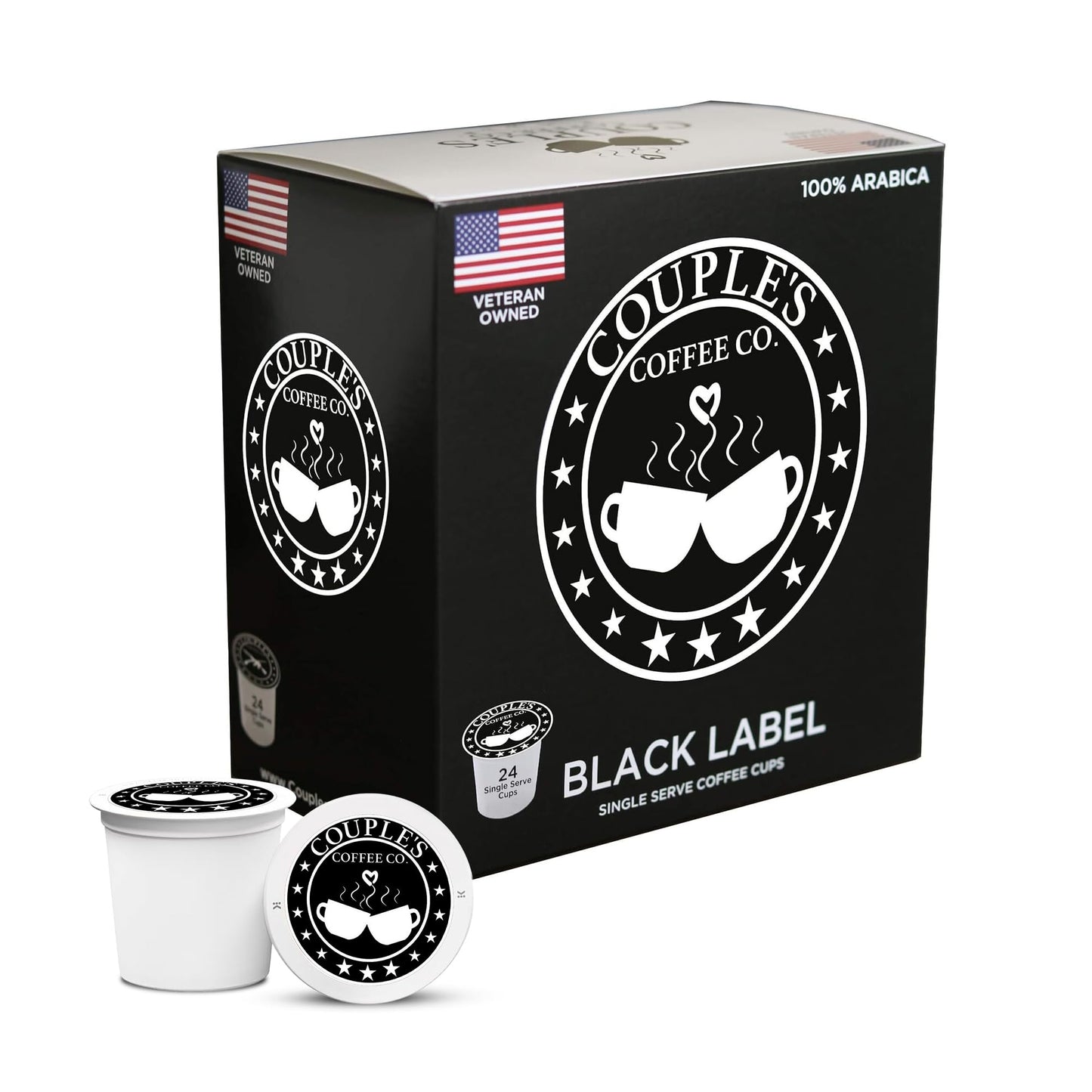 COUPLES COFFEE K-Cups, Medium Dark Roast, 100% Arabica Beans, Compatible with Single Serve Brewers, 24 Count