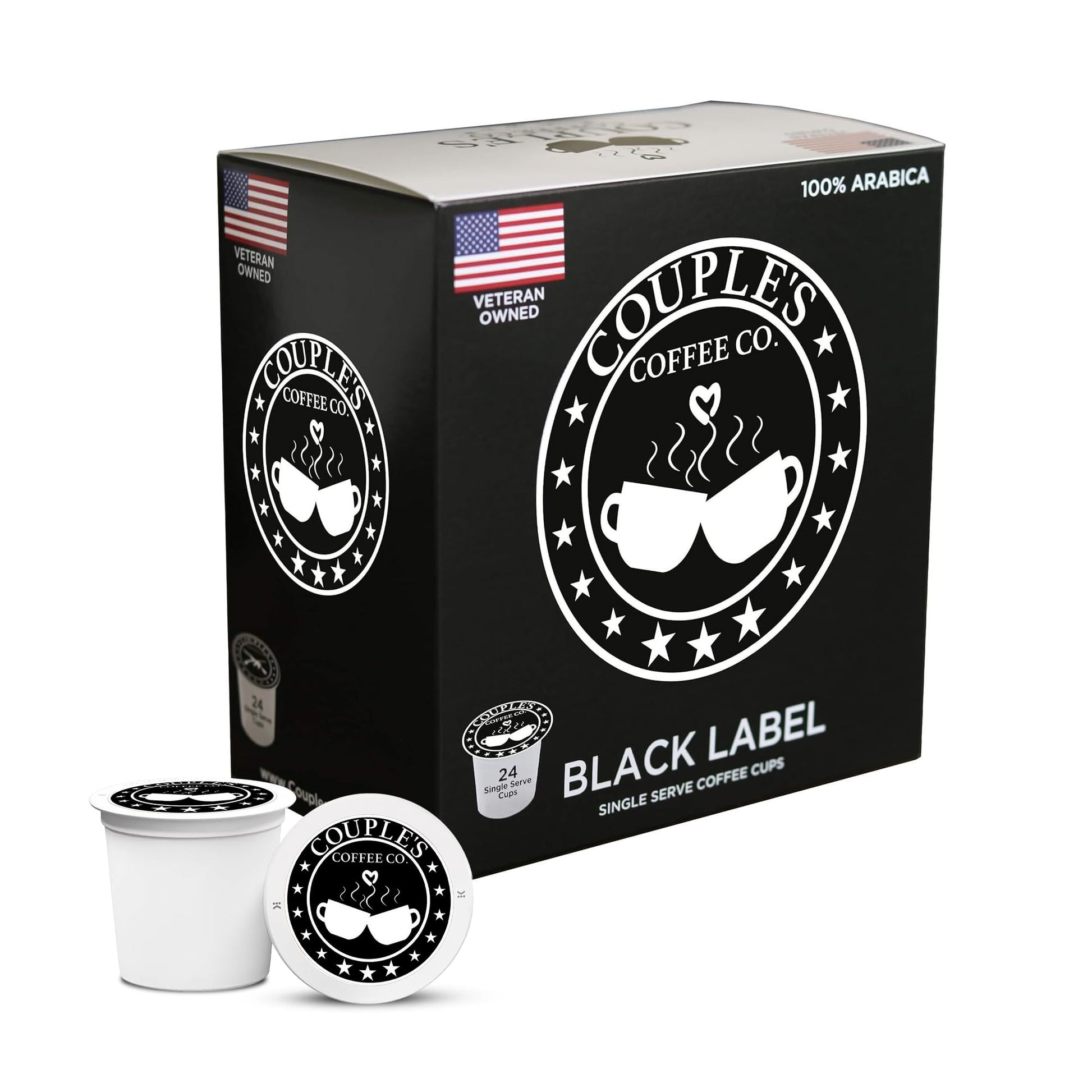 COUPLES COFFEE K-Cups, Medium Dark Roast, 100% Arabica Beans, Compatible with Single Serve Brewers, 24 Count