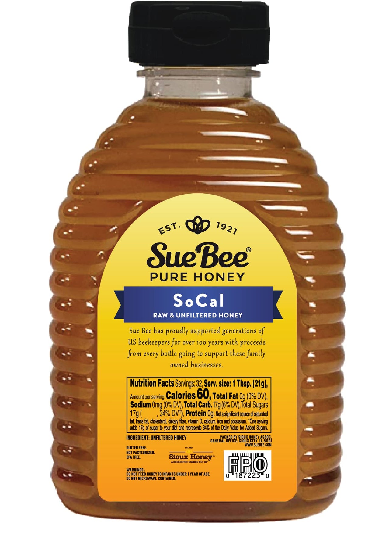Sue Bee Honey Regional Southern California Honey, Strained, Unfiltered Beekeeper-Owned Co-Op Honey, 24-Ounce