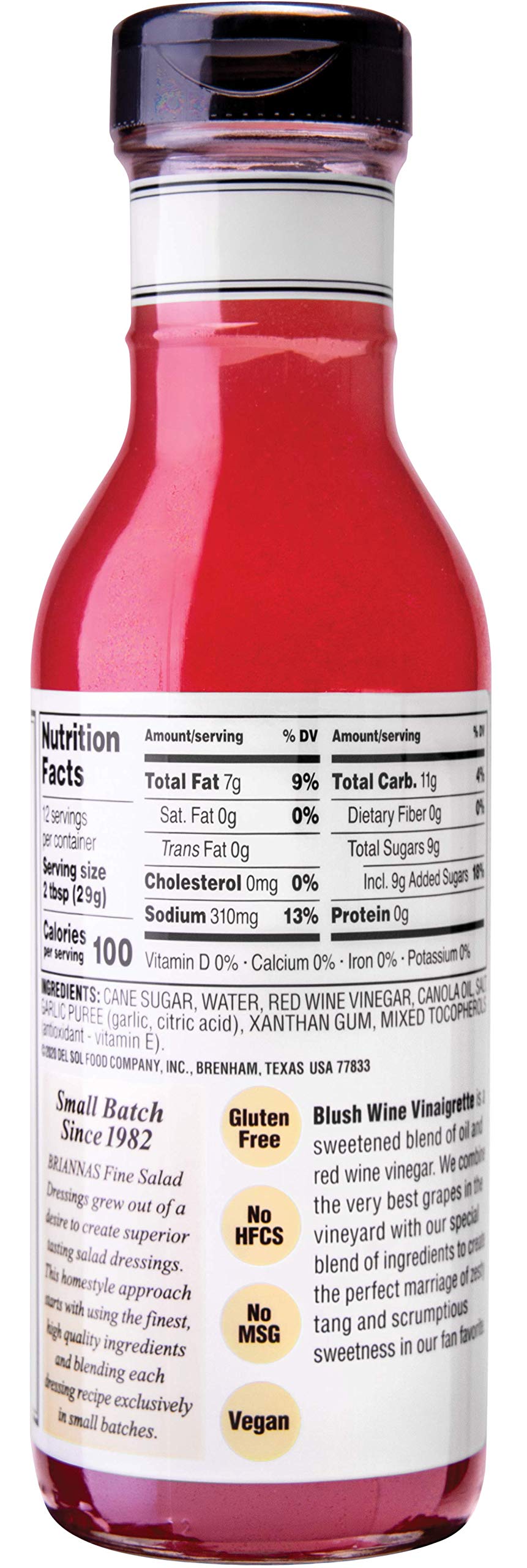 BRIANNAS Home Style Blush Wine Vinaigrette Dressing - Gluten Free, Kosher, Vegan - 12 oz. Bottle - Model 027271117282