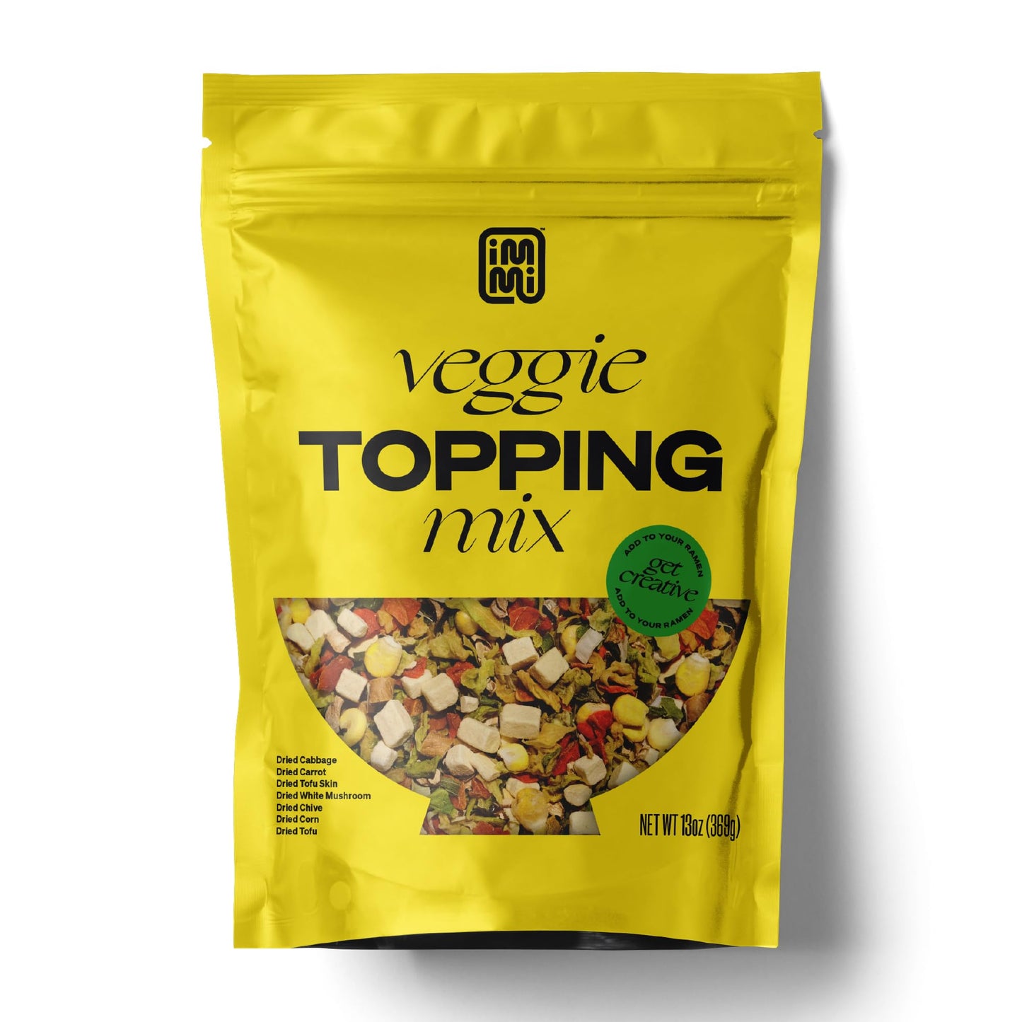 Ramen Vegetable Mix, 13 oz, Carrots, Cabbage, Chives, Corn, Mushrooms, Tofu Cubes, Tofu Skin, Flavorful Vegetable Topping for Cu