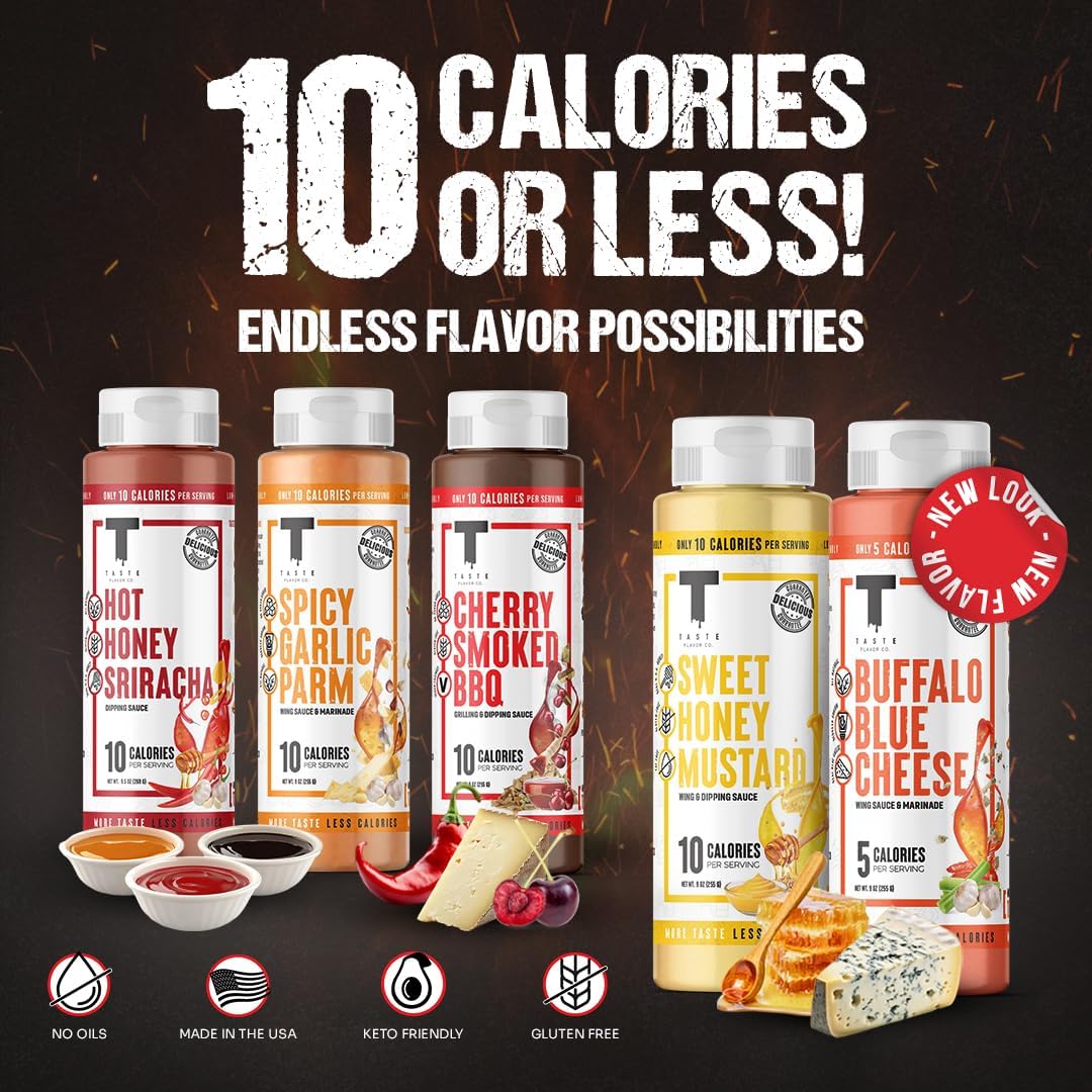 Taste Flavor Co. Wing Sauce and Marinade, Great Tasting, Keto Friendly, Low-Calorie Sauce (Sesame Ginger Teriyaki)