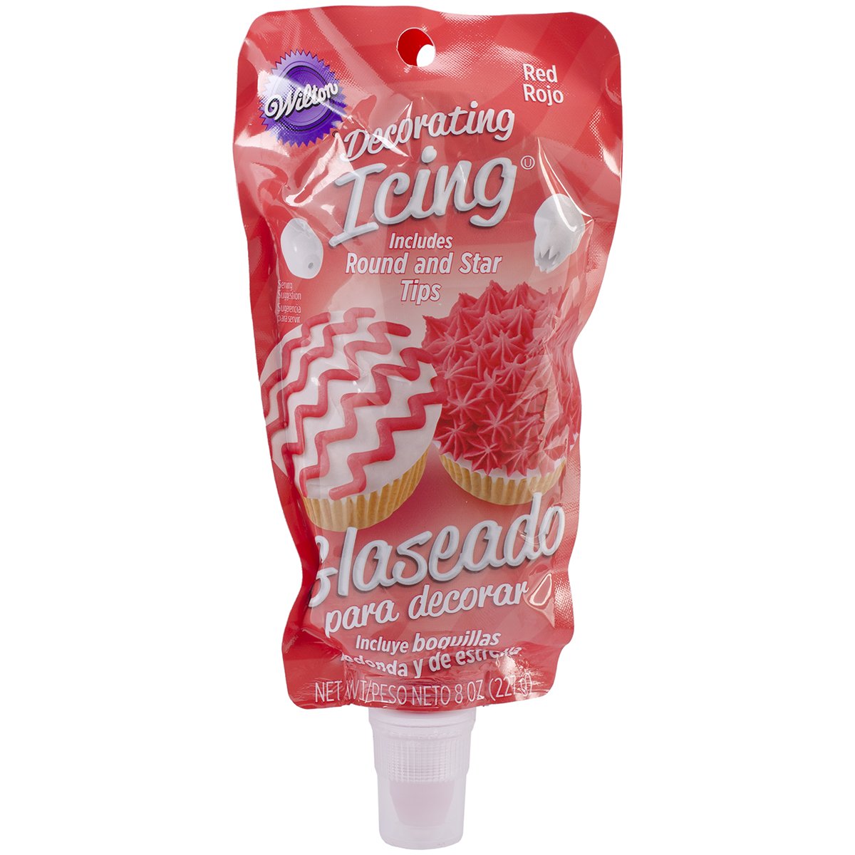 Wilton Icing Pouch with Tips, 8 oz, Red, Model 704-0188