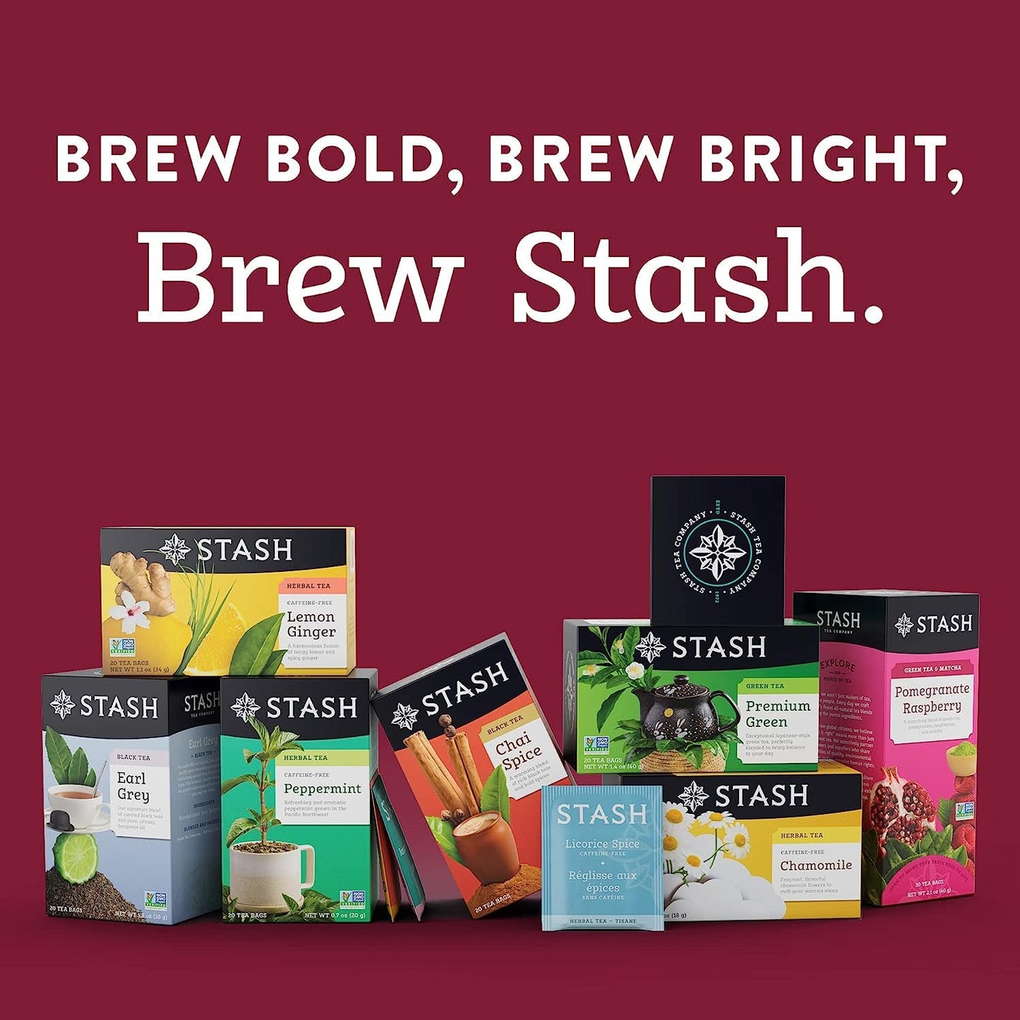 Stash Chai Tea Variety Pack Sampler - Non-GMO, Caffeinated, 18-20 Count (Pack of 6)