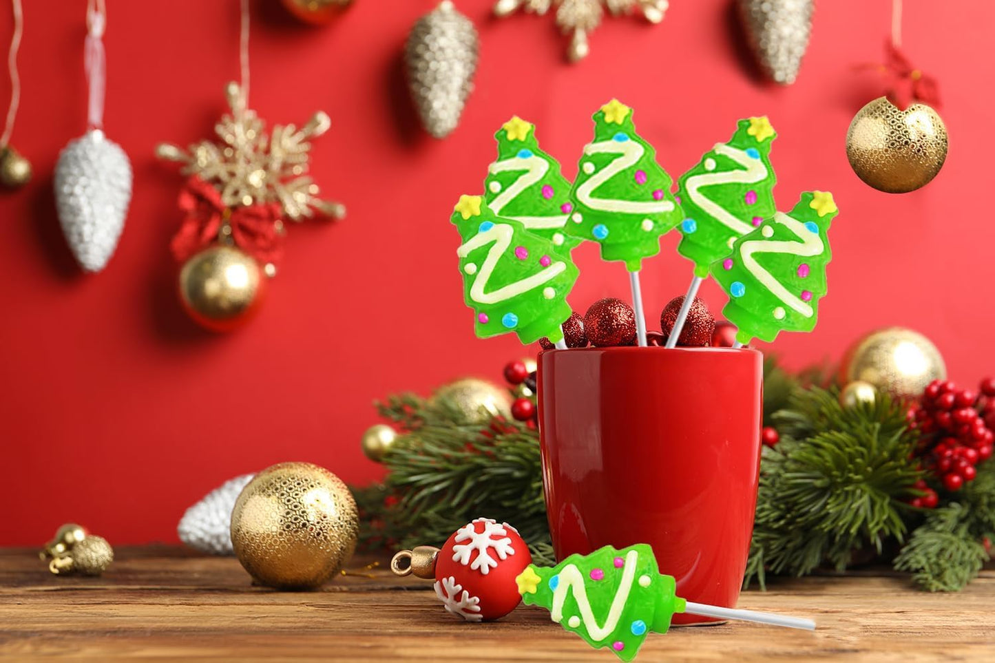 Fruidles Christmas Tree Lollipop, Mixed Fruit Flavor, 24 Count, Multi Color, Individually Wrapped