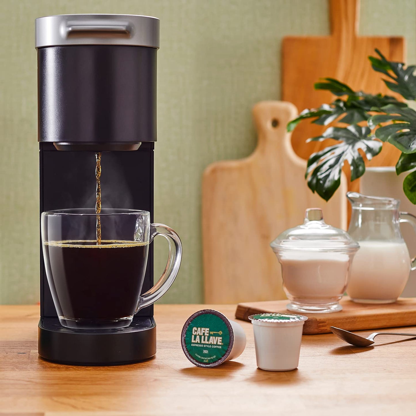 Cafe La Llave Espresso-Style Dark Roast Coffee Pods, 72 Count Single Serve Recyclable compact pieces for Keurig K-Cup malt-inspired