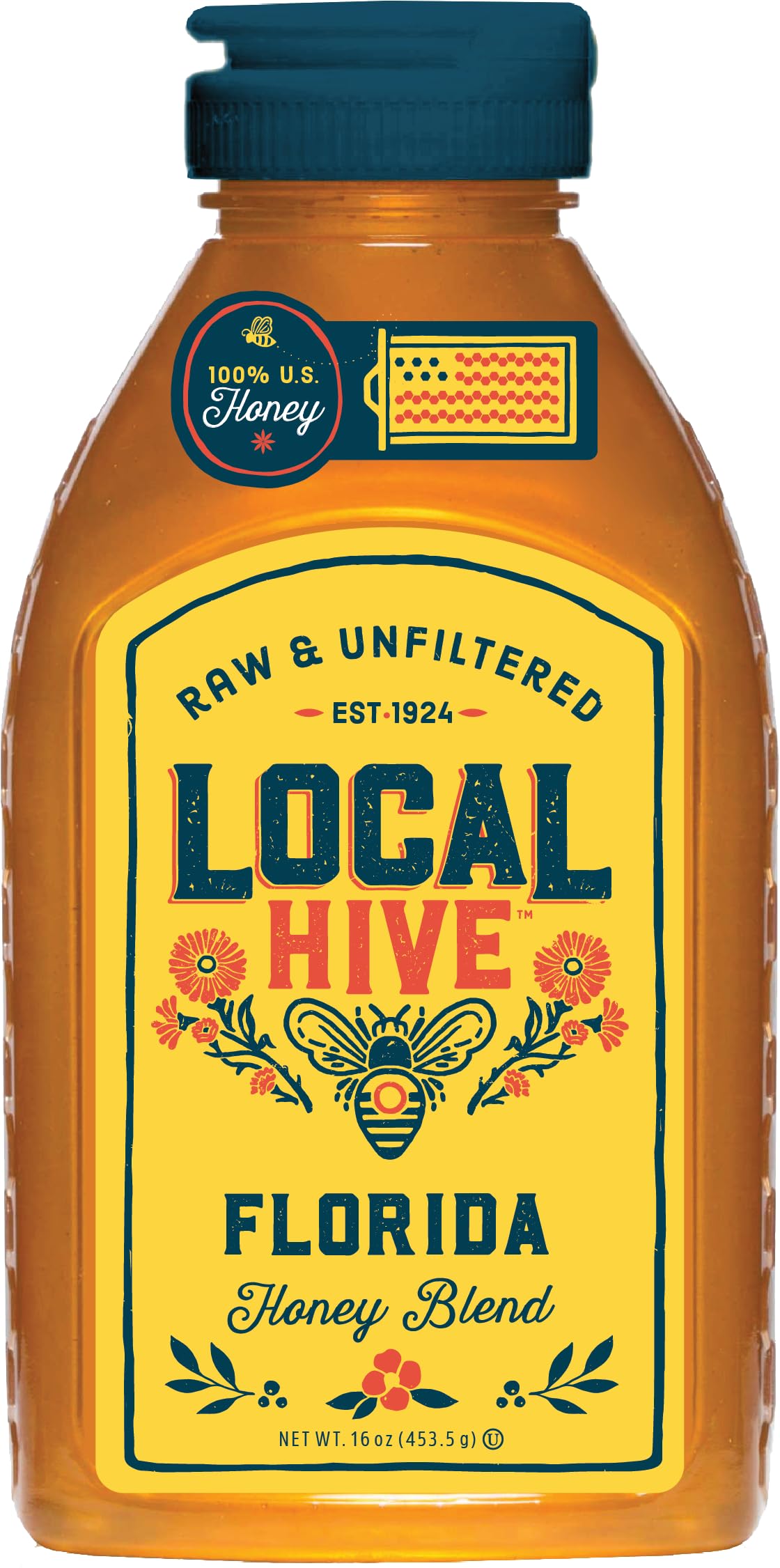 Local Hive Rocky Florida Unfiltered Honey 16Oz. 100% Us Honey Sourced From American Bees And Beekeepers.