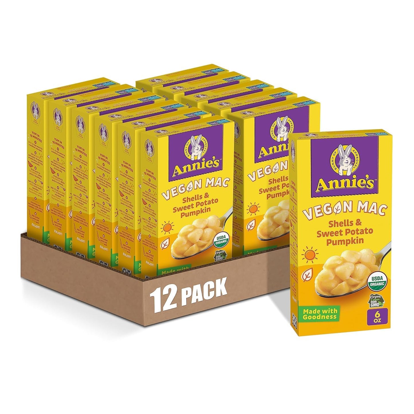 Annie s Organic Vegan Mac, Shells and Sweet Potato Pumpkin, 6 oz (Pack of 12)