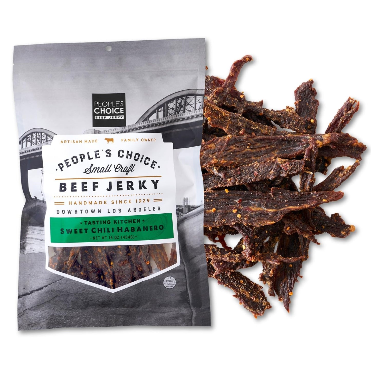 Peoples Choice Beef Jerky - Sweet Chili Habanero - High Protein Low Sodium - 16 oz Bag