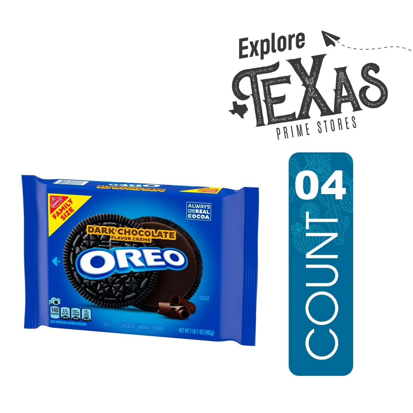 Oreo Flavored 4- Pack Of Dark Chocolate Sandwich Cookies, Family Size Pouch 17 Oz + 1 Freebie By Lavinia Essentials