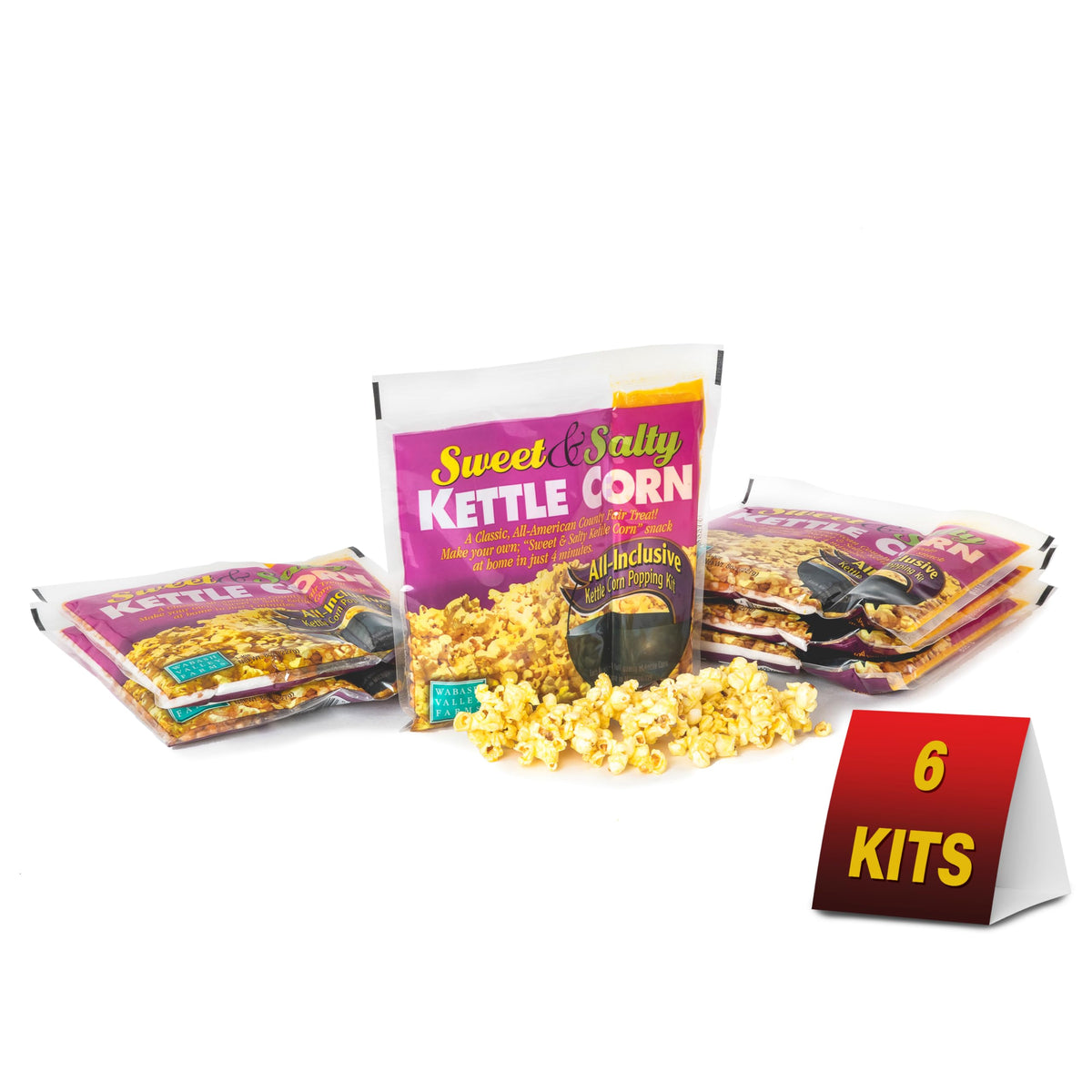 All In One Popcorn Packs - Wabash Valley Farms Sweet & Salty Kettle Corn, Popcorn Kernels For Popcorn Machine, 6 Popcorn Kits