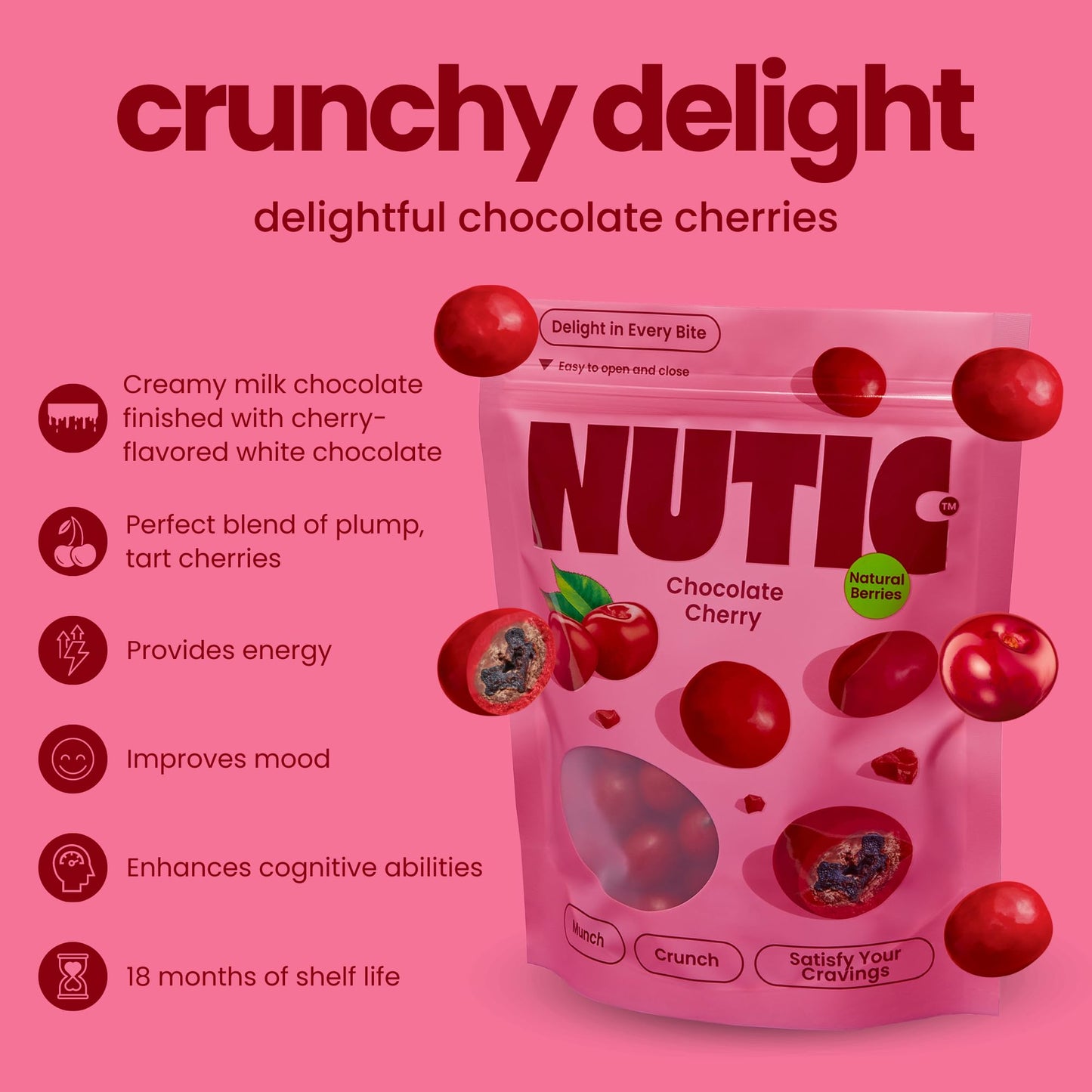 Nutic Chocolate Covered Cherries - 2Lb, Tart Dried Fruit Coated In White And Milk Chocolate - Chocolate Dried Red Cherry Cordial