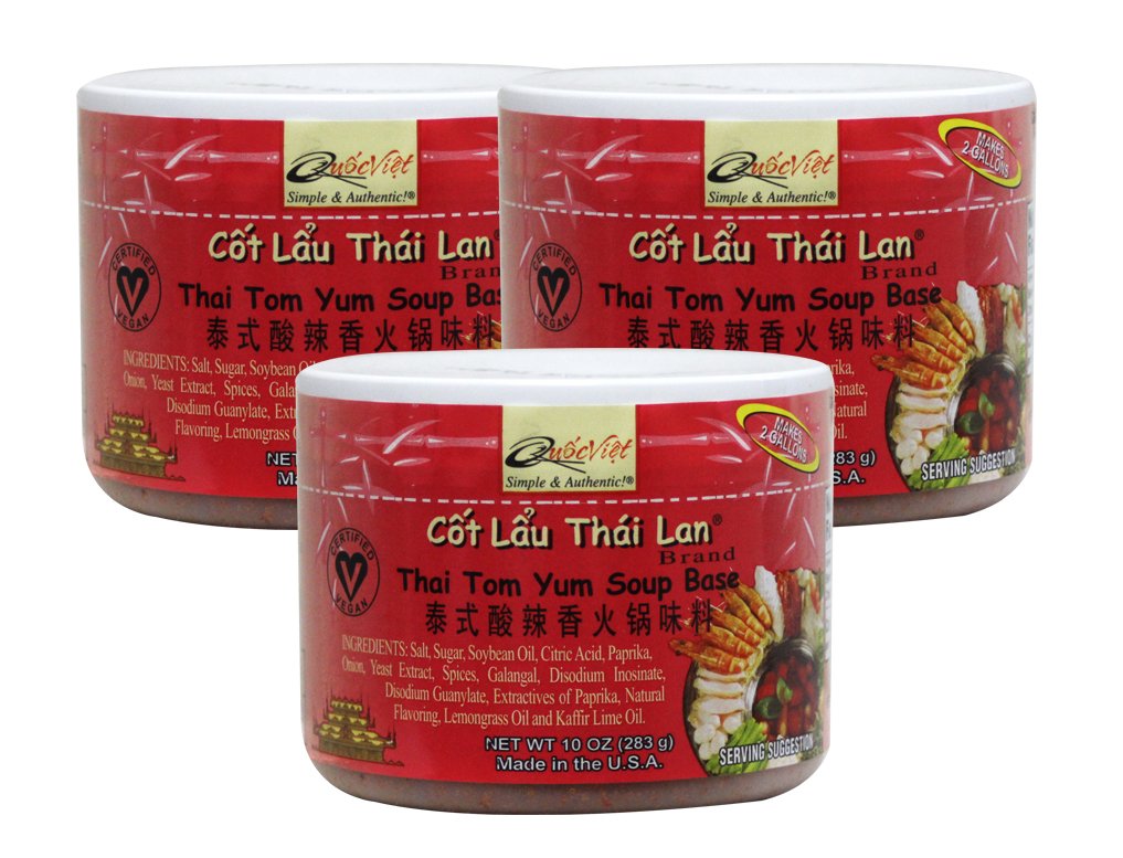 Quoc Viet Foods Soup Base, 10 oz jar (Thai Tom Yum, 3 Packs)