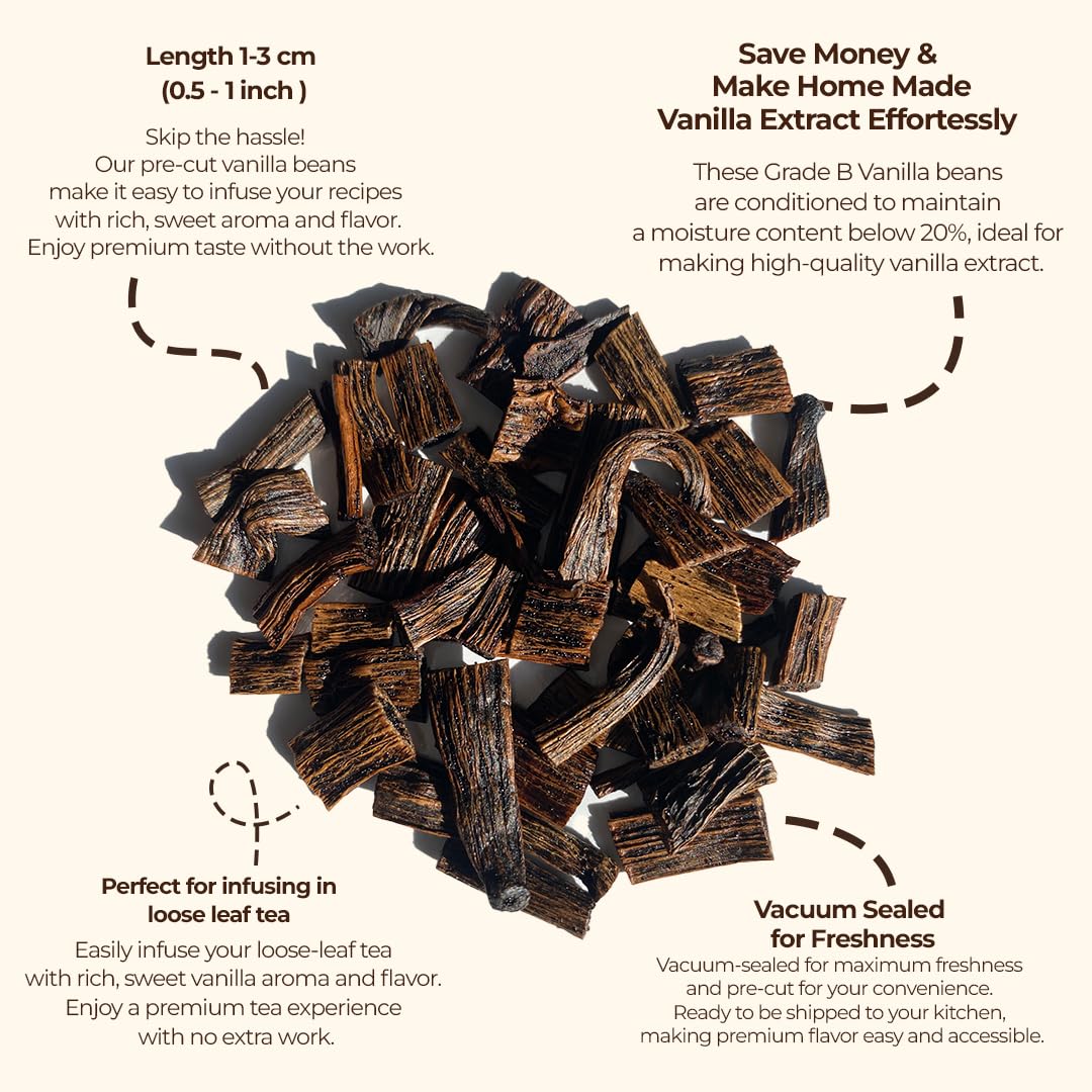 Akshit 1 Pound Premium Vanilla Cuts - Non-GMO, Perfect for Baking, Desserts, Cooking, and Extracts