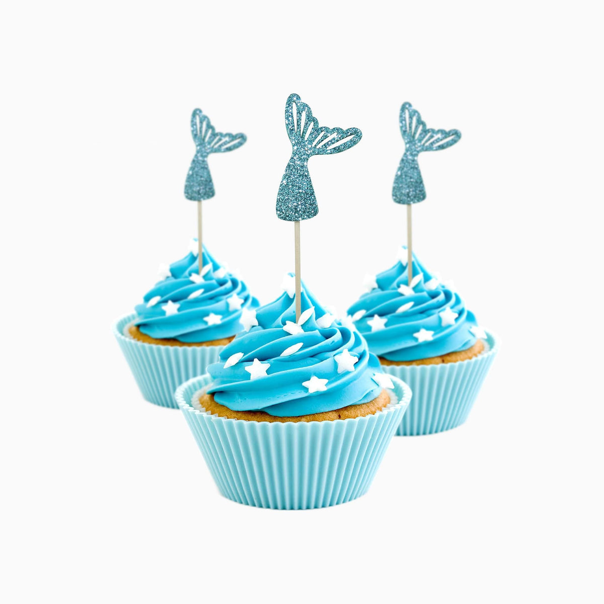 Mermaid Tail Mermaid Cupcake Topper 12 Pack Cupcake Topper Decoration Cake Glitter Foamy