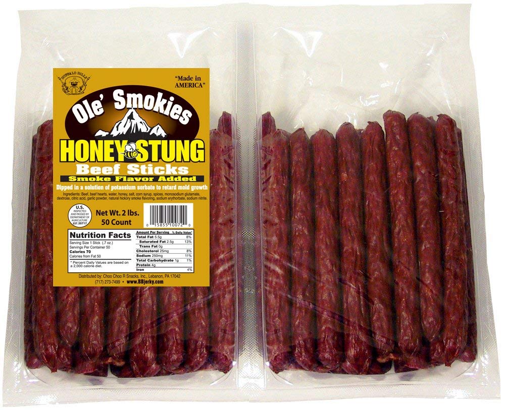 Buffalo Bills 2 Lbs Honey Stung 6'' Ole' Smokies Saddlebag (50 Beef Sticks Per Saddlebag)