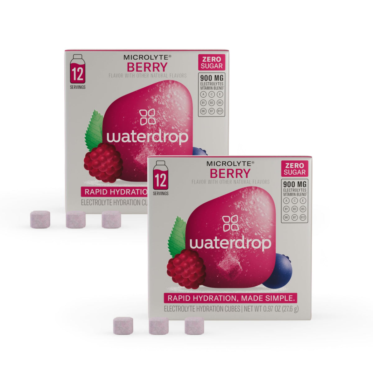 Waterdrop Electrolyte Cubes, Berry Flavor, Zinc, 9 Vitamins & 5 Electrolytes, On The Go Water Enhancer for Still & Sparkling Wat