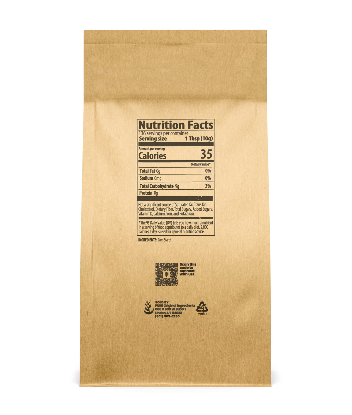 Pure Original Ingredients Corn Starch (3 Lb) Thickener For Sauces, Soup, & Gravy