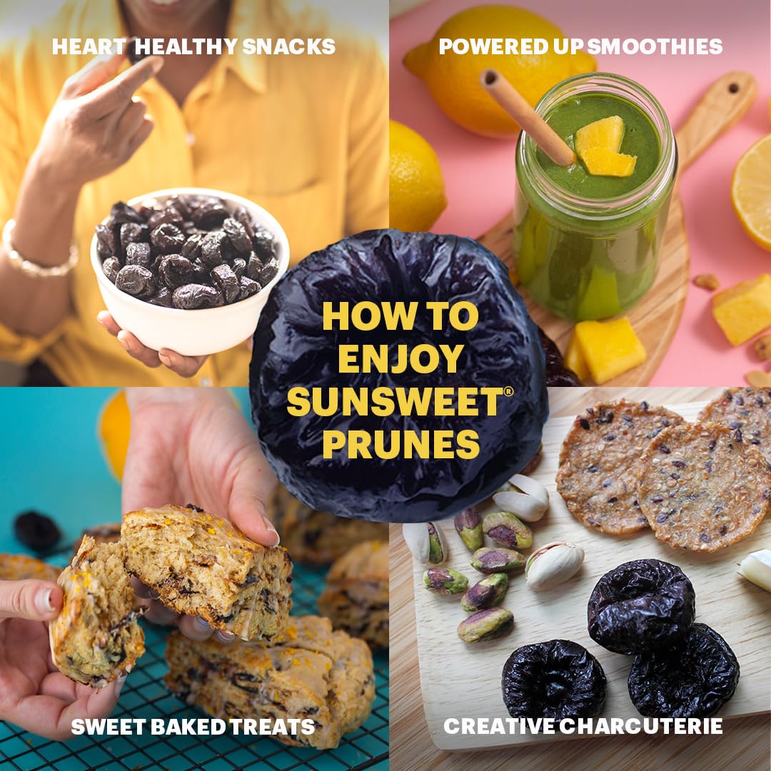 Sunsweet Amazin Prunes Cherry Essence - Prunes Pitted Unsweetened & Dried - Gluten Free, Vegan, Low Fat - Fiber & Minerals - 6
