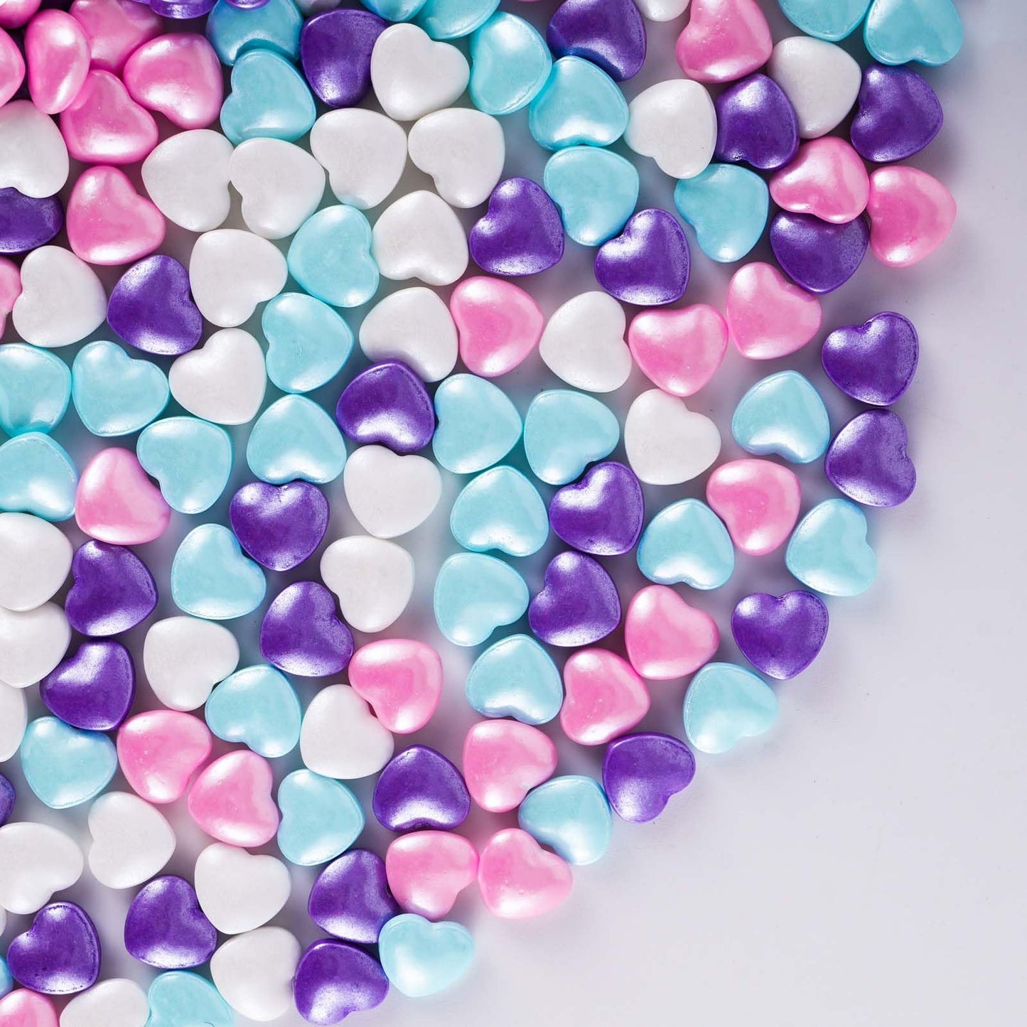 KASVAN Mixed Heart Shapes Sprinkles, Edible Candy Pearls, 130g/4.58 Oz, Cake Decorations, Ice Cream Toppings, Cookie Decorating