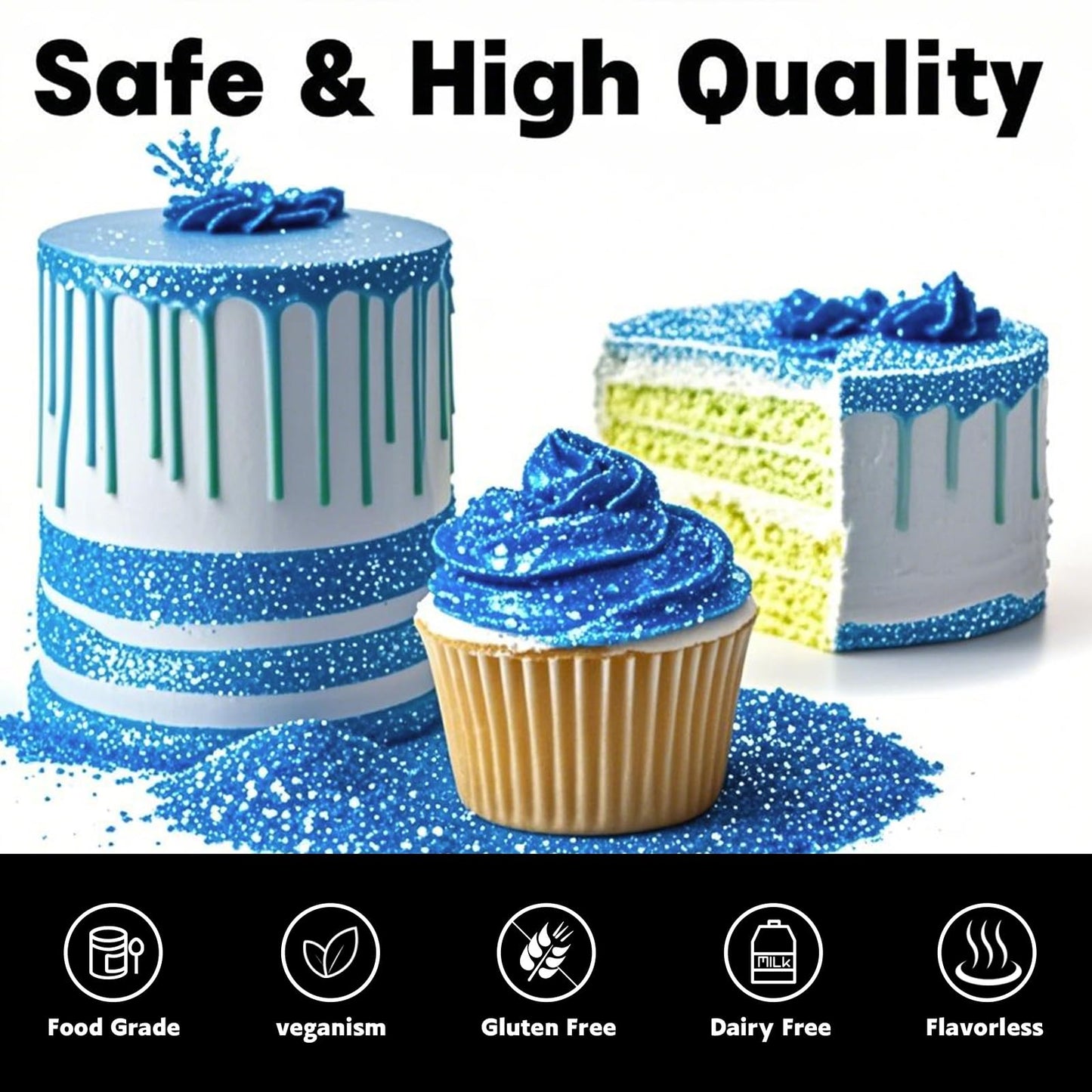 CAKESTAR Edible Glitter Spray - 10g Luster Dust for Cakes, Drinks, Cupcakes - Blue