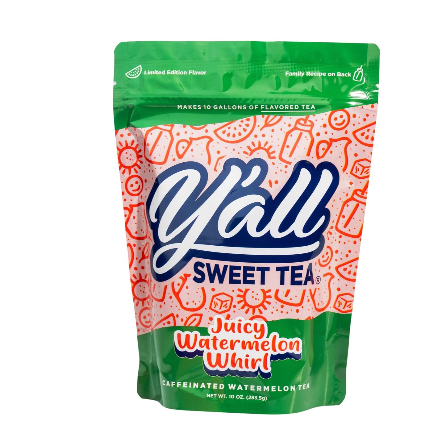 Yall Sweet Tea Watermelon Flavored Iced Tea Bags, 1 Gallon Size, 10 Bags per Pack, Caffeinated, Quick Brew Southern Style