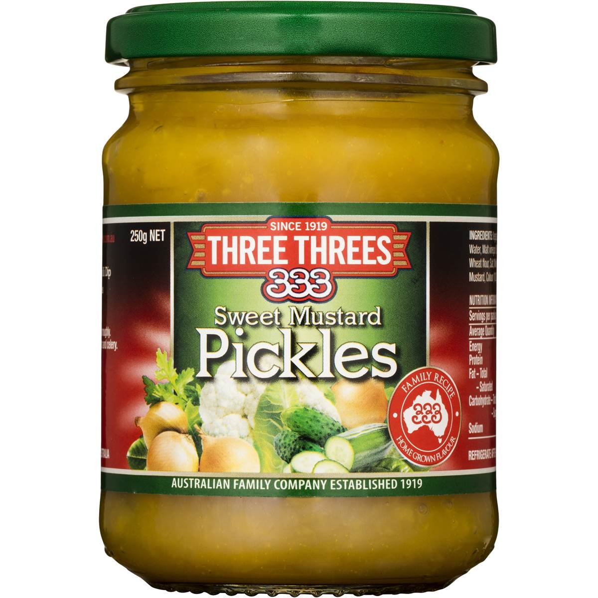 Three Three Sweet Mustard Pickles 250g