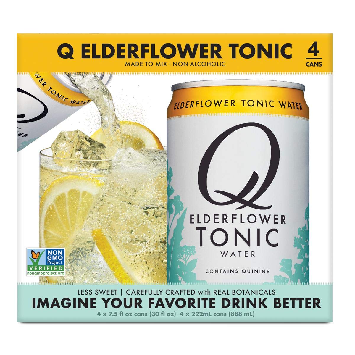 Q Tonic, Tonic Water, Elderflower, 75 Oz cans (Pack of 4)