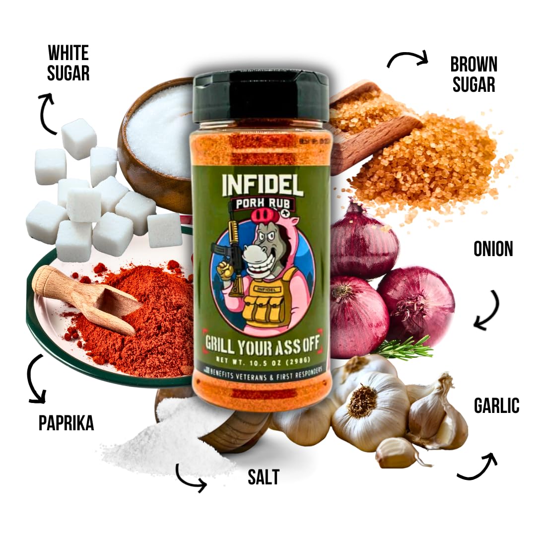 Grill Your Ass Off Pork Rub - Sweet Heat BBQ Seasoning, 8 Ounce, Gluten Free, USA Made