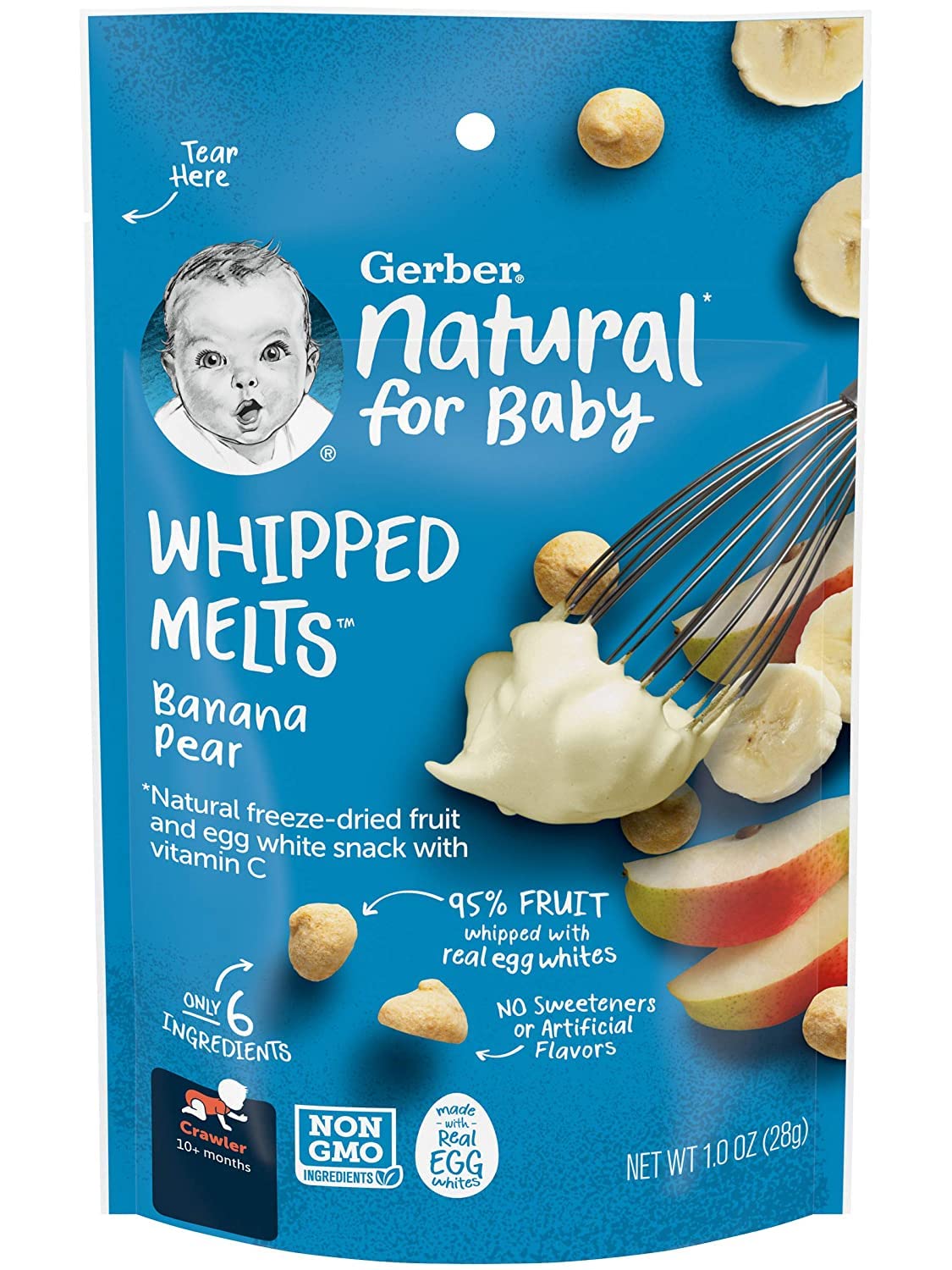 Gerber Natural For Baby Whipped Melts, Banana Pear, 1 Ounce Pouch