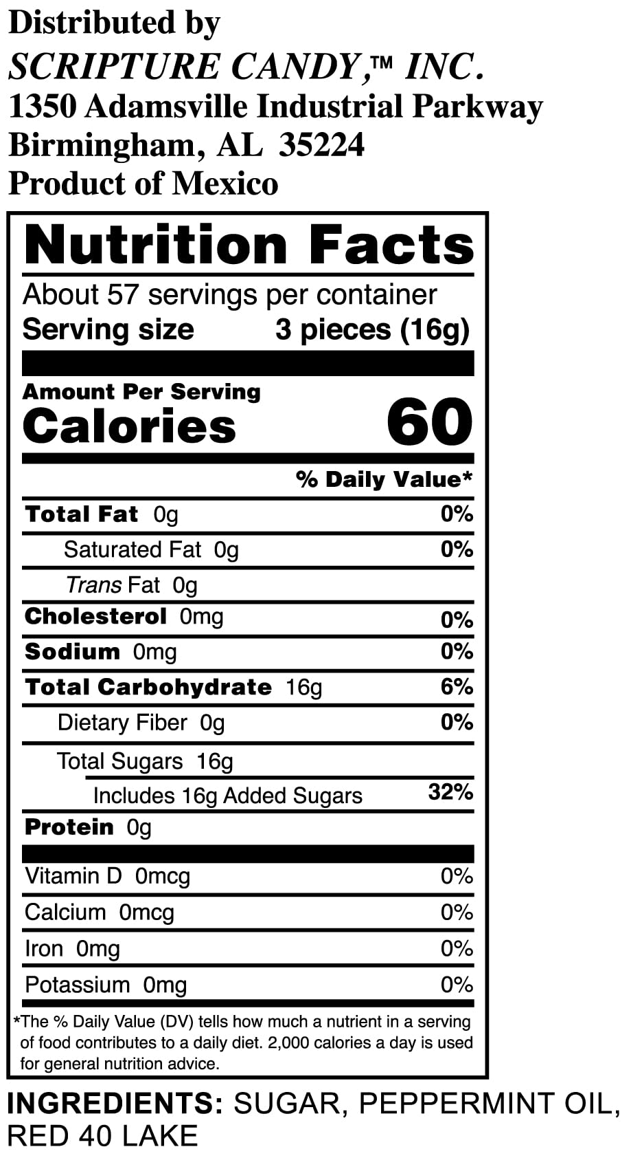 Scripture Candy, Old-Fashioned Soft Peppermint 2LB Bag, 160 Pieces