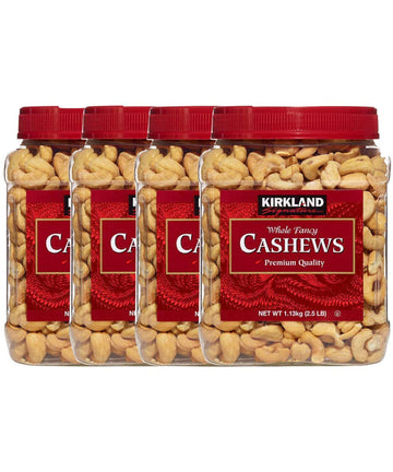 Kirkland Signature Whole Fancy Cashews Salted And Roasted, 40 Oz (Pack Of 4)