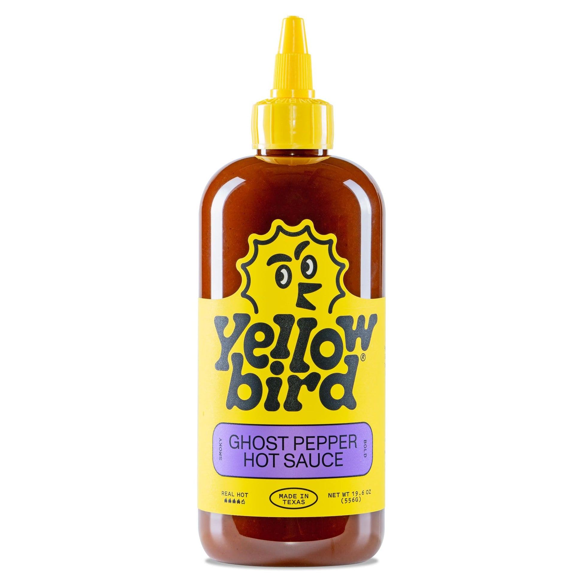 Yellowbird Ghost Pepper Hot Sauce - Smoky Pepper Sauce with Tomatoes & Onions - 19.6 oz - Plant-Based, Gluten Free, Non-GMO