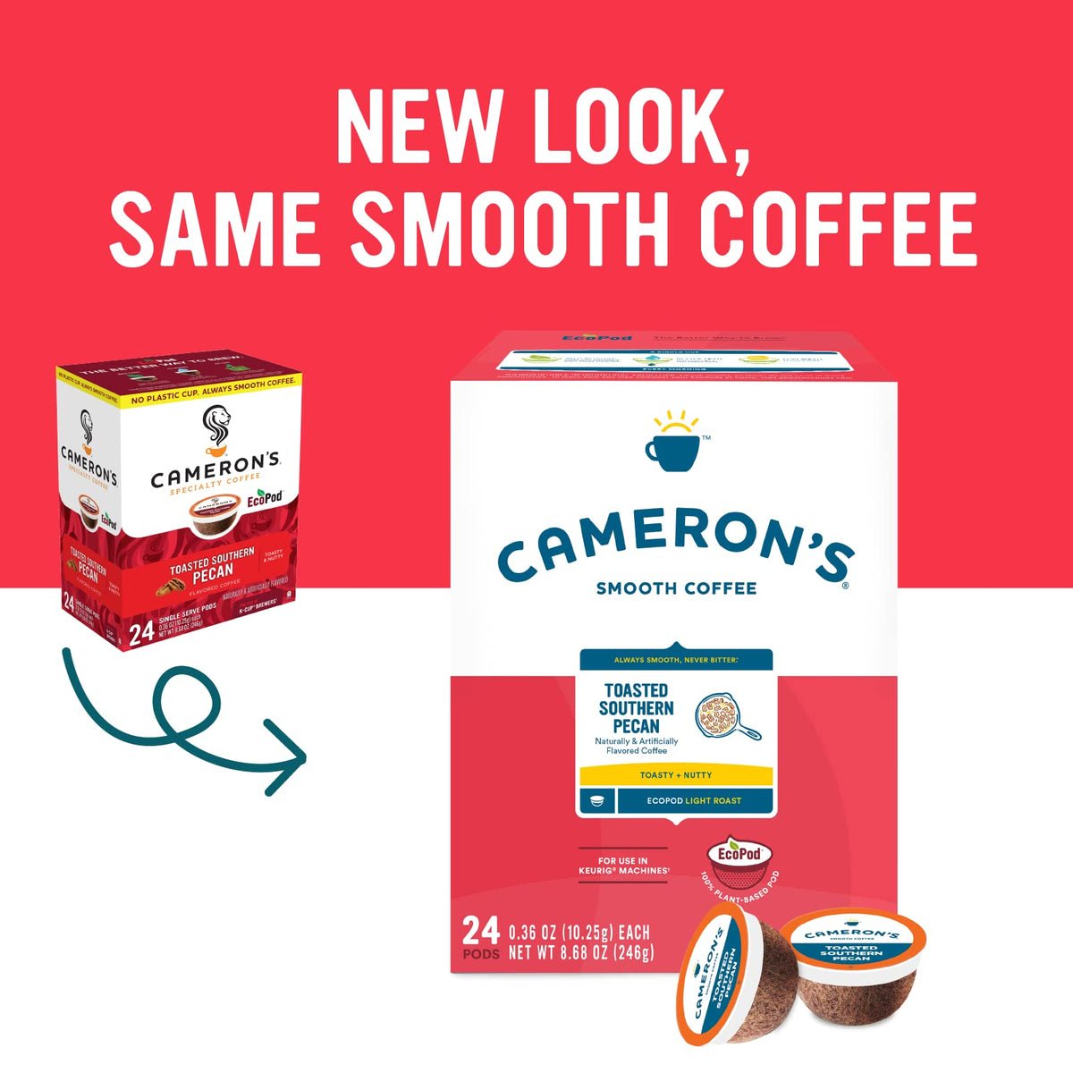 Cameron s Coffee Single Serve Pods, Flavored, Toasted Southern Pecan, 96 Count
