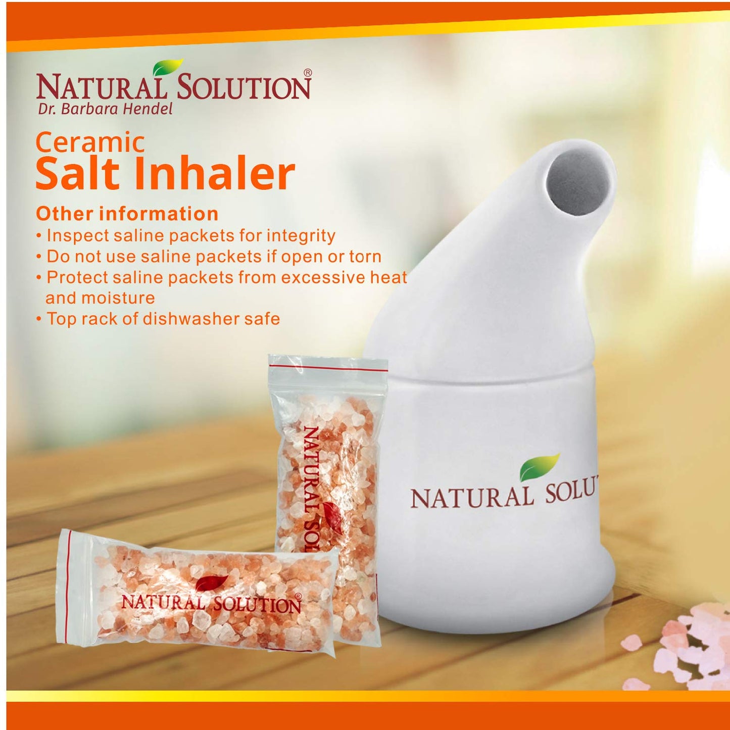WBM LLC Natural Himalayan Pink Salt With Ceramic Salt Inhaler  1.7 Lb