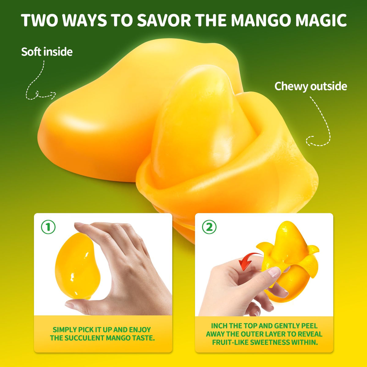 Amos Peelerz Mango Gummy, Peeling Mango Candy,Resealable 2.19Oz Bag (Pack Of 3)