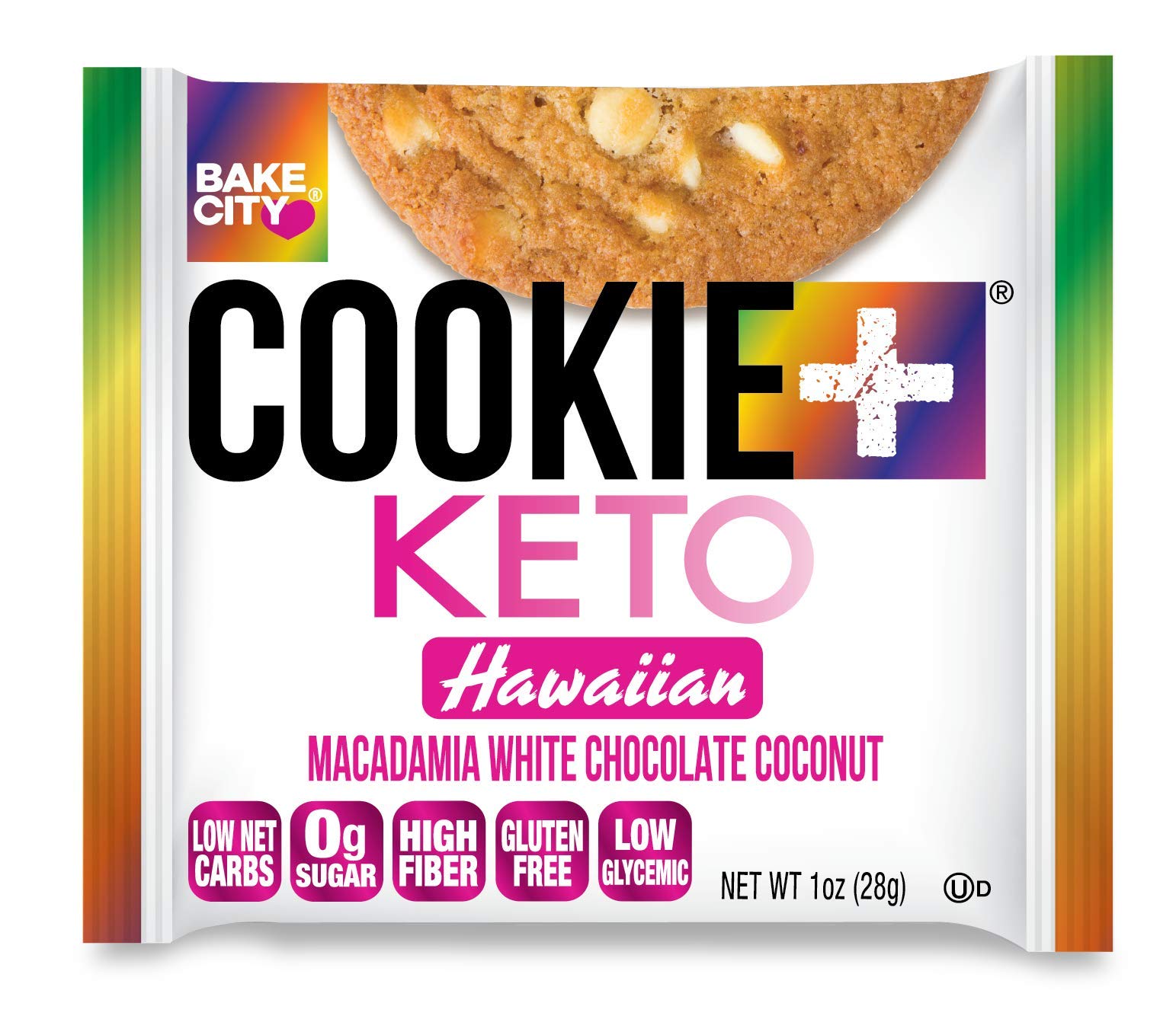 Bake City Keto Cookies | 1oz Hawaiian Cookies, Gluten Free, 0g Sugar, 1.5g Net Carbs, 5g Protein, 12 Pack