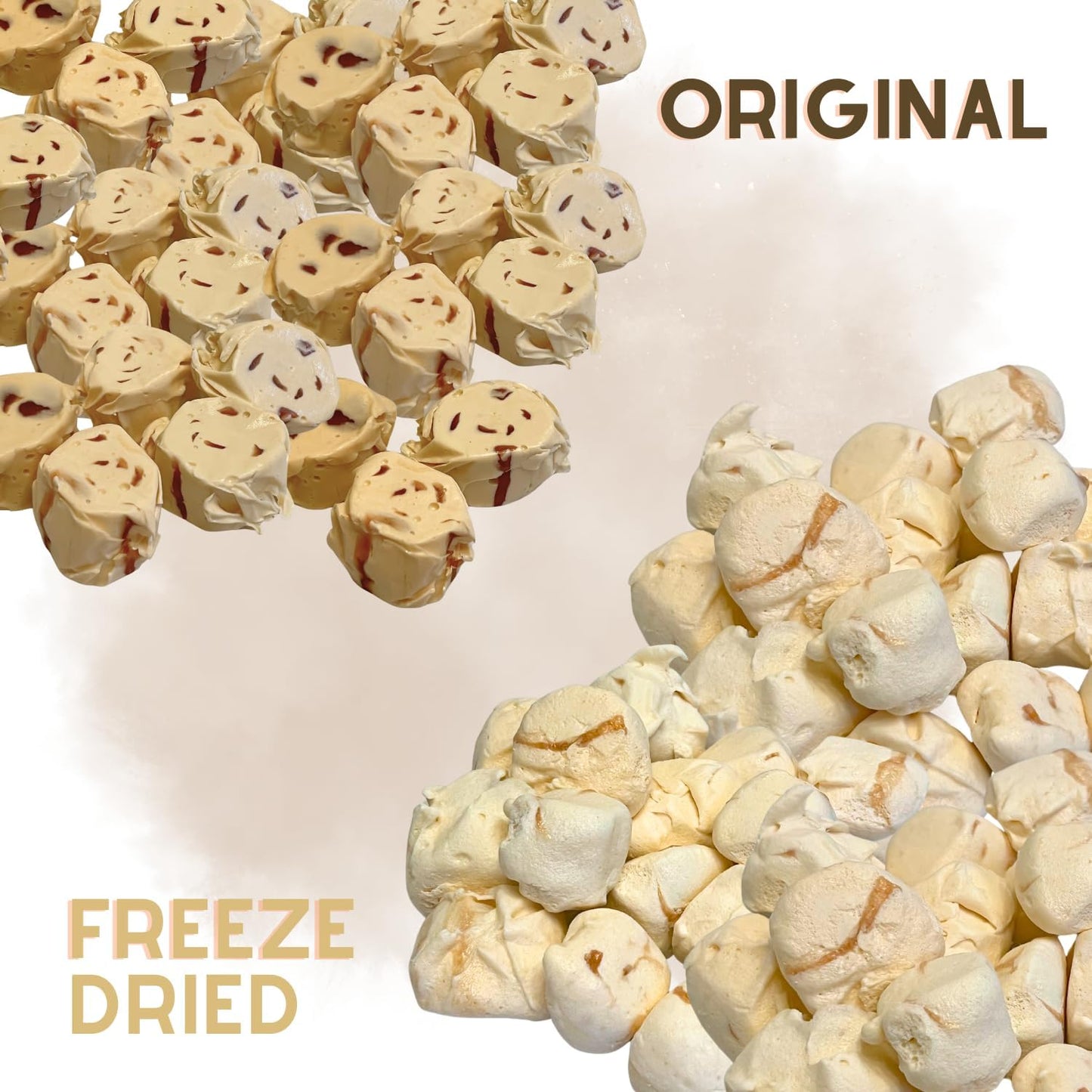 Airmont Farm Freeze-Dried Salt Water Taffy - Chocolate Chip - 2 oz - Bite-Sized Pieces - Crunchy Snack