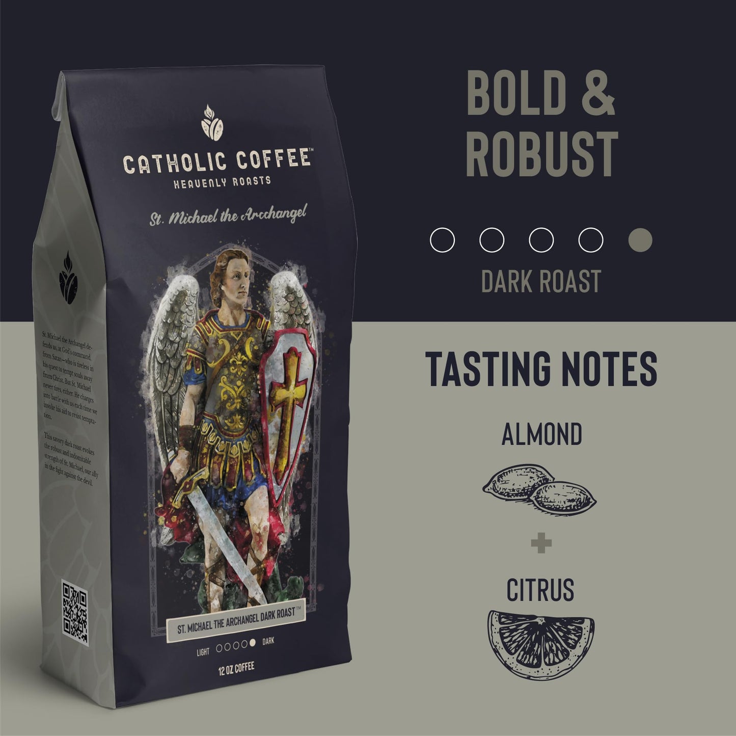 Catholic Coffee St. Michael the Archangel Dark Roast Coffee Pods, 12 Count, Single Serve for Keurig K-Cup malt-inspired
