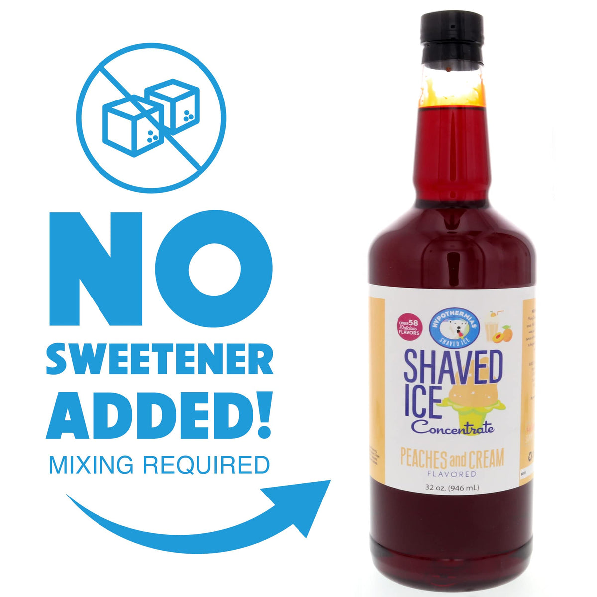 Peaches And Cream Shaved Ice And Snow Cone Flavor Concentrate Quart Size (32 Fl Oz)L8