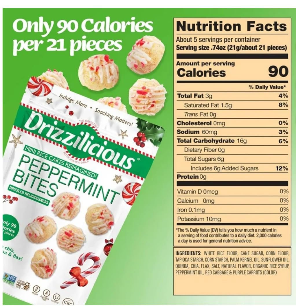 Drizzilicious Peppermint Bites Mini Rice Cakes