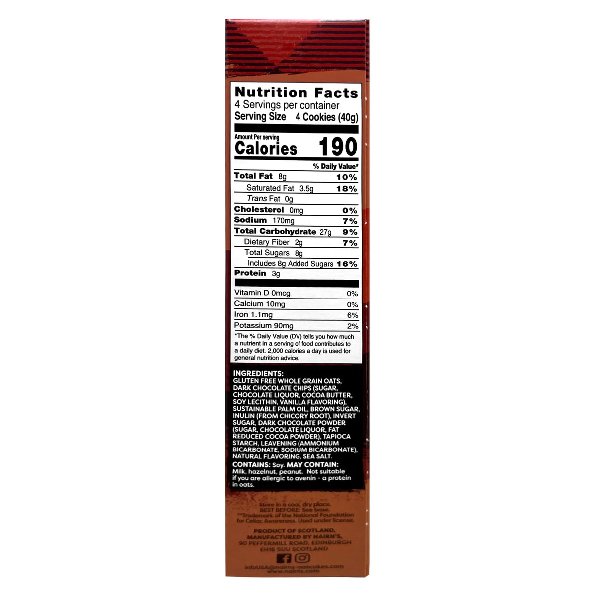 Nairn'S Gluten Free Chocolate Chip Oat Grahams, 3 Packs/5.64 Oz