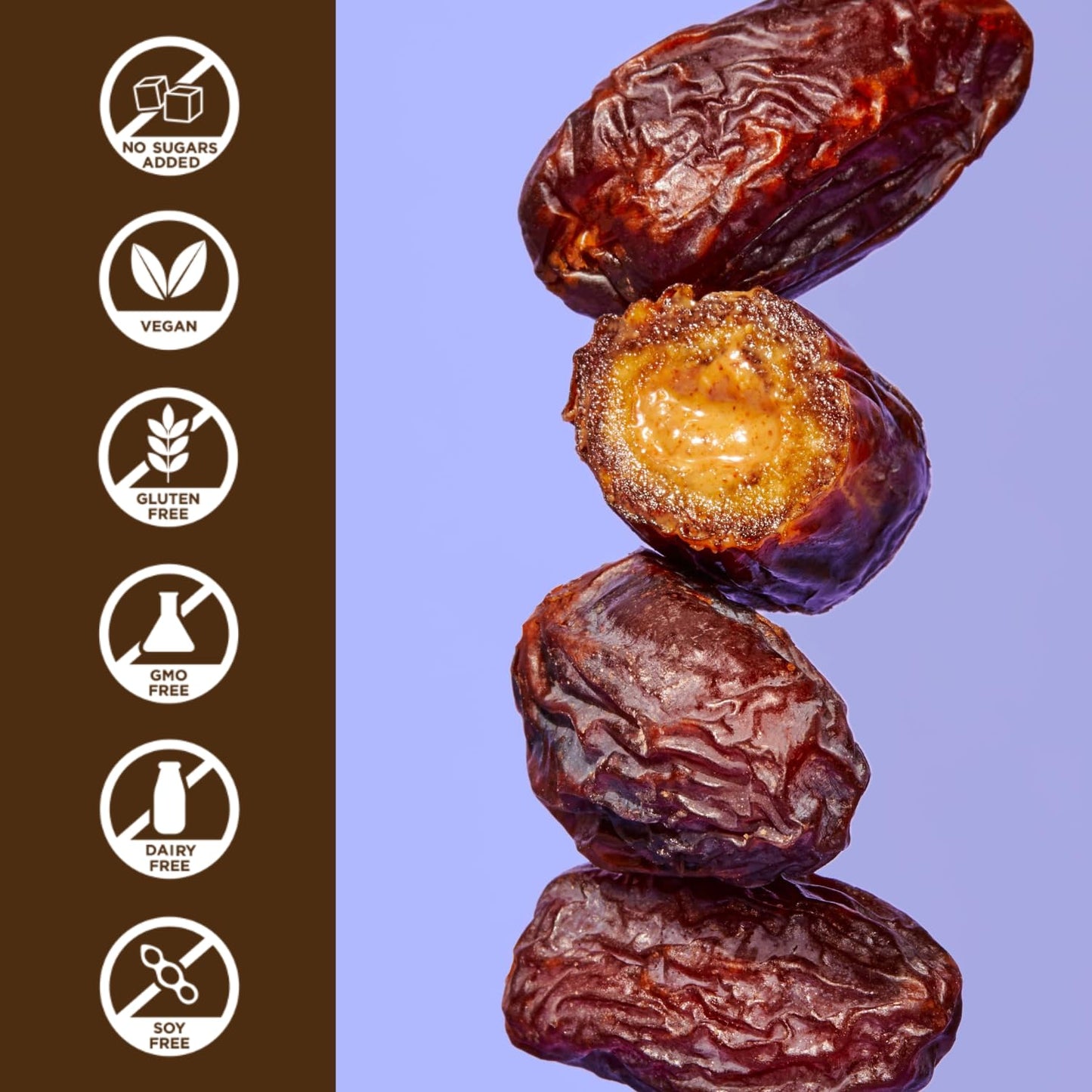Realsy Organic Pitted & Stuffed Medjool Dates, Peanut Butter 5 Pack, Gluten-Free, Vegan, Low Glycemic Snack
