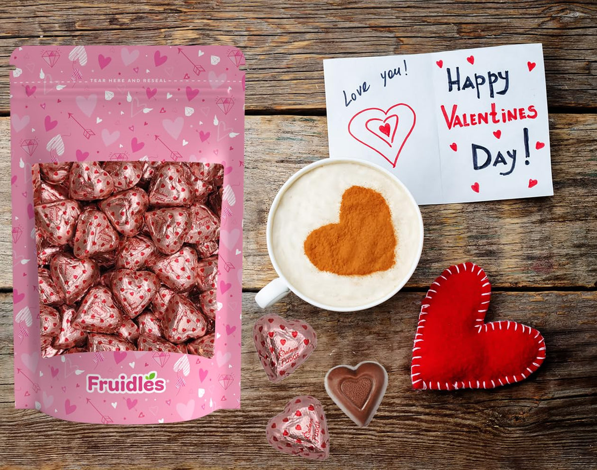 Fruidles Valentines Fudge Hearts, Holiday  , Individually Wrapped Foils, Kosher Certified Dairy (Half-Pound)