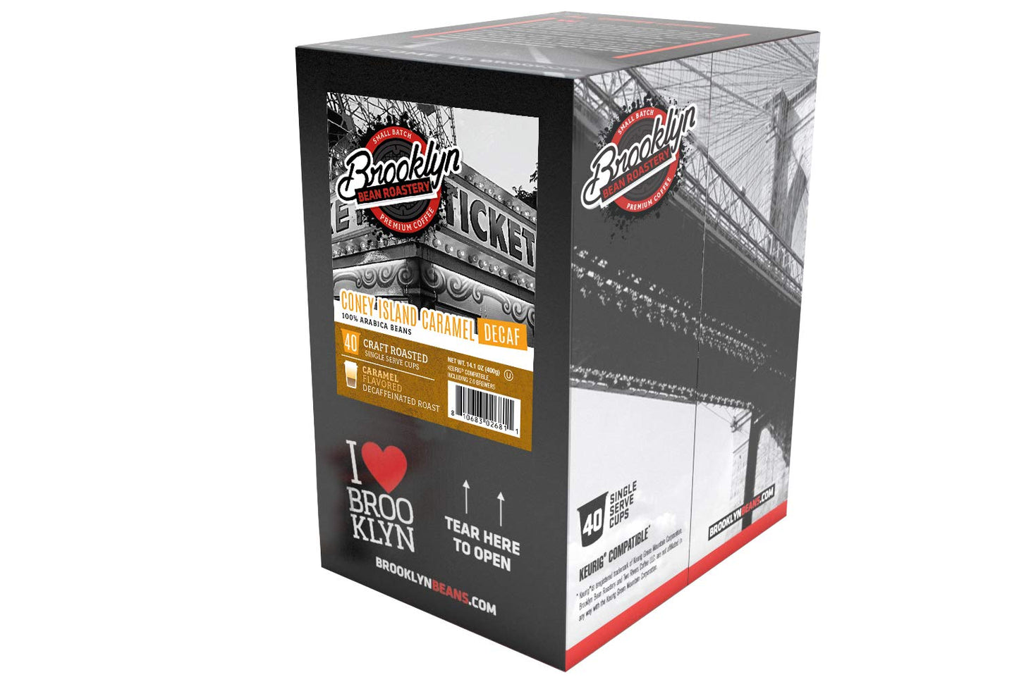 Brooklyn Beans Coffee Pods  Coney Island Caramel Decaf - Compatible with Keurig K Cup malt-inspired Including 2.0 Machines  40 Count  Creamy Caramel Flavor